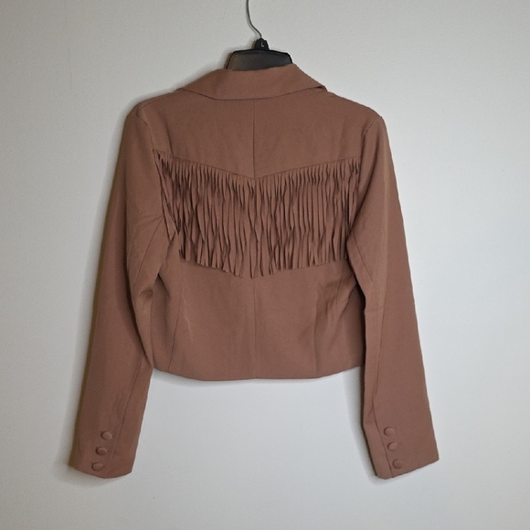 Strut & Bolt CroppedWomen's Tan Fringe Blazer Sz Medium NWT - Picture 4 of 4